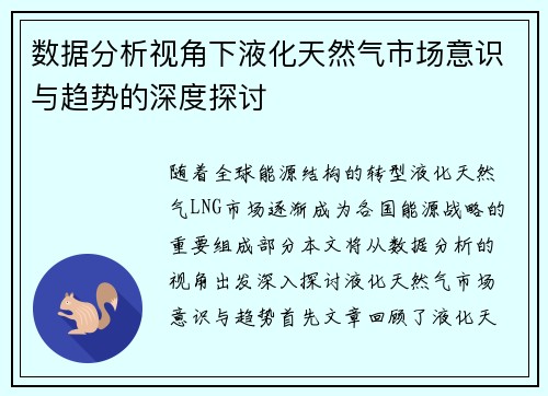 数据分析视角下液化天然气市场意识与趋势的深度探讨